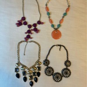 Lot of four (4) costume statement necklaces—all excellent condition!